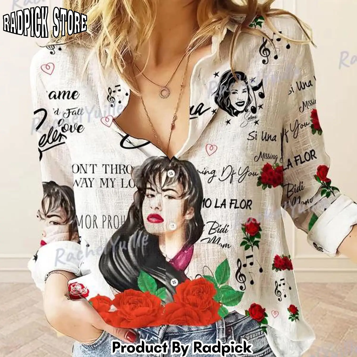 Radpick selena quintanilla women casual shirt como la flor casual shirt woman shirt casual womens tee womens blouses vintage sh rp662145